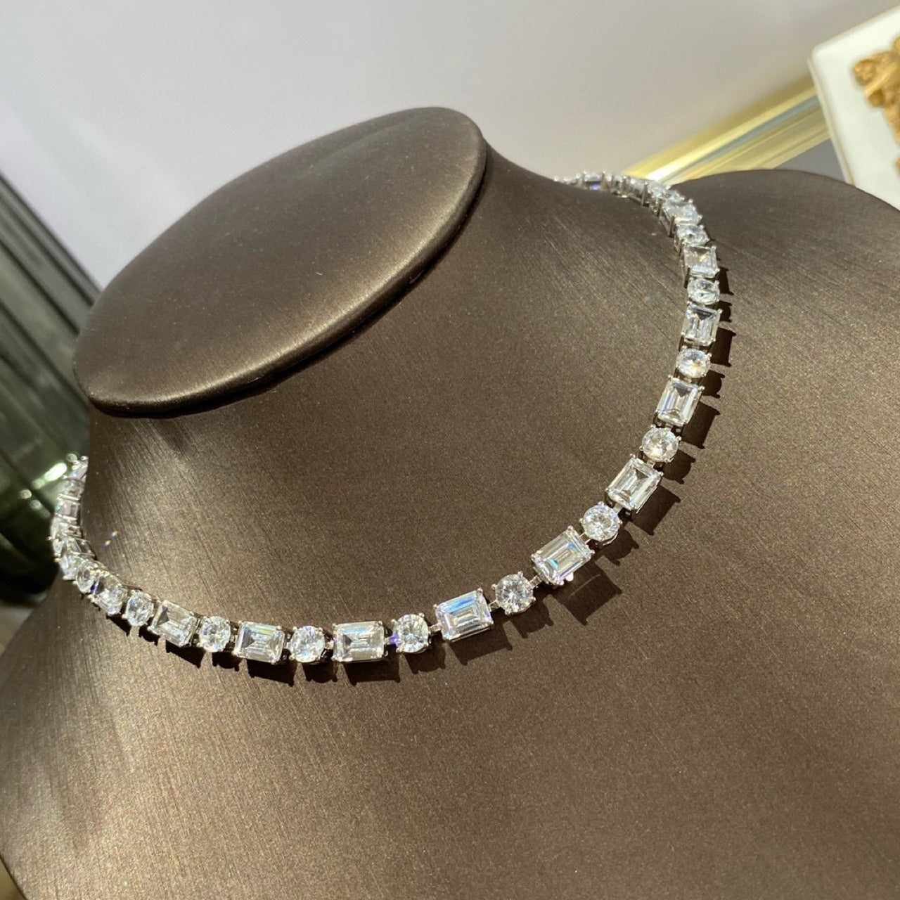 Moissanite Single Row Full Of Diamond Collarbone Chain Women